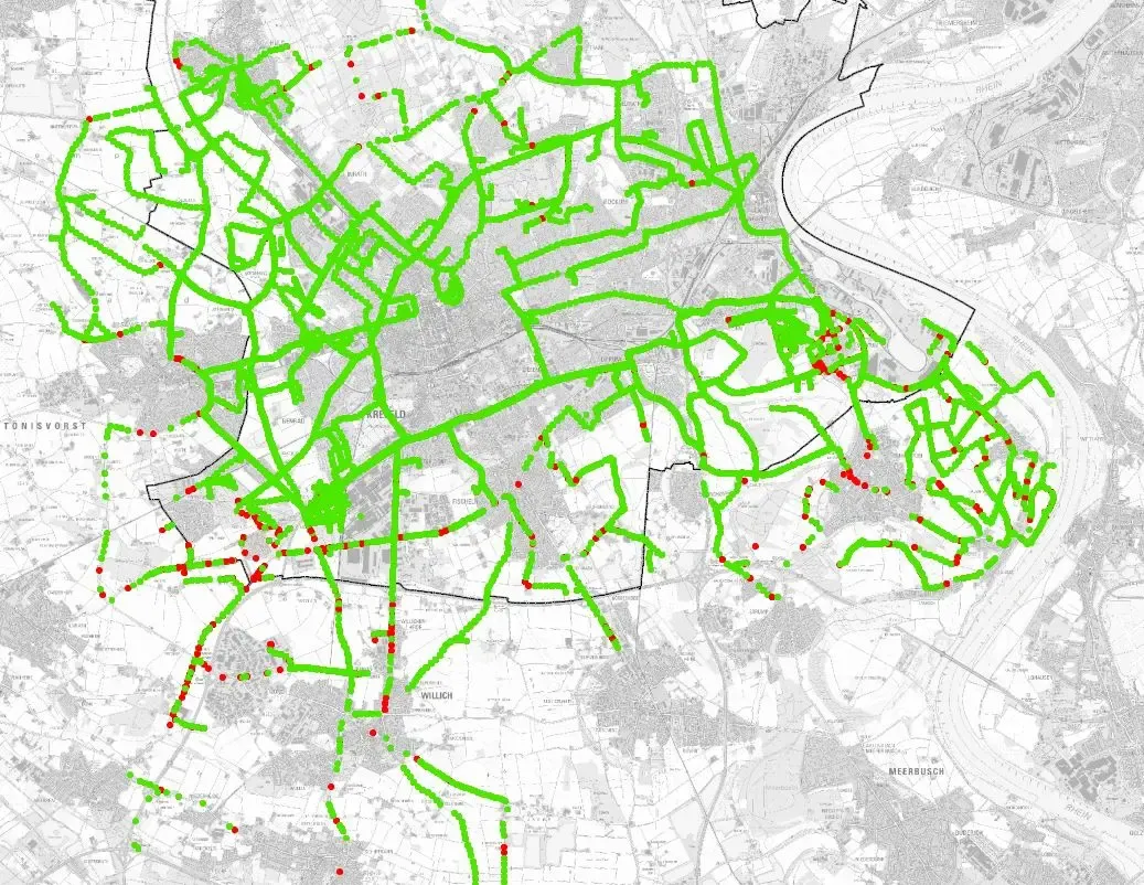 Karte Netzbetreiber im Krefelder Stadtgebiet